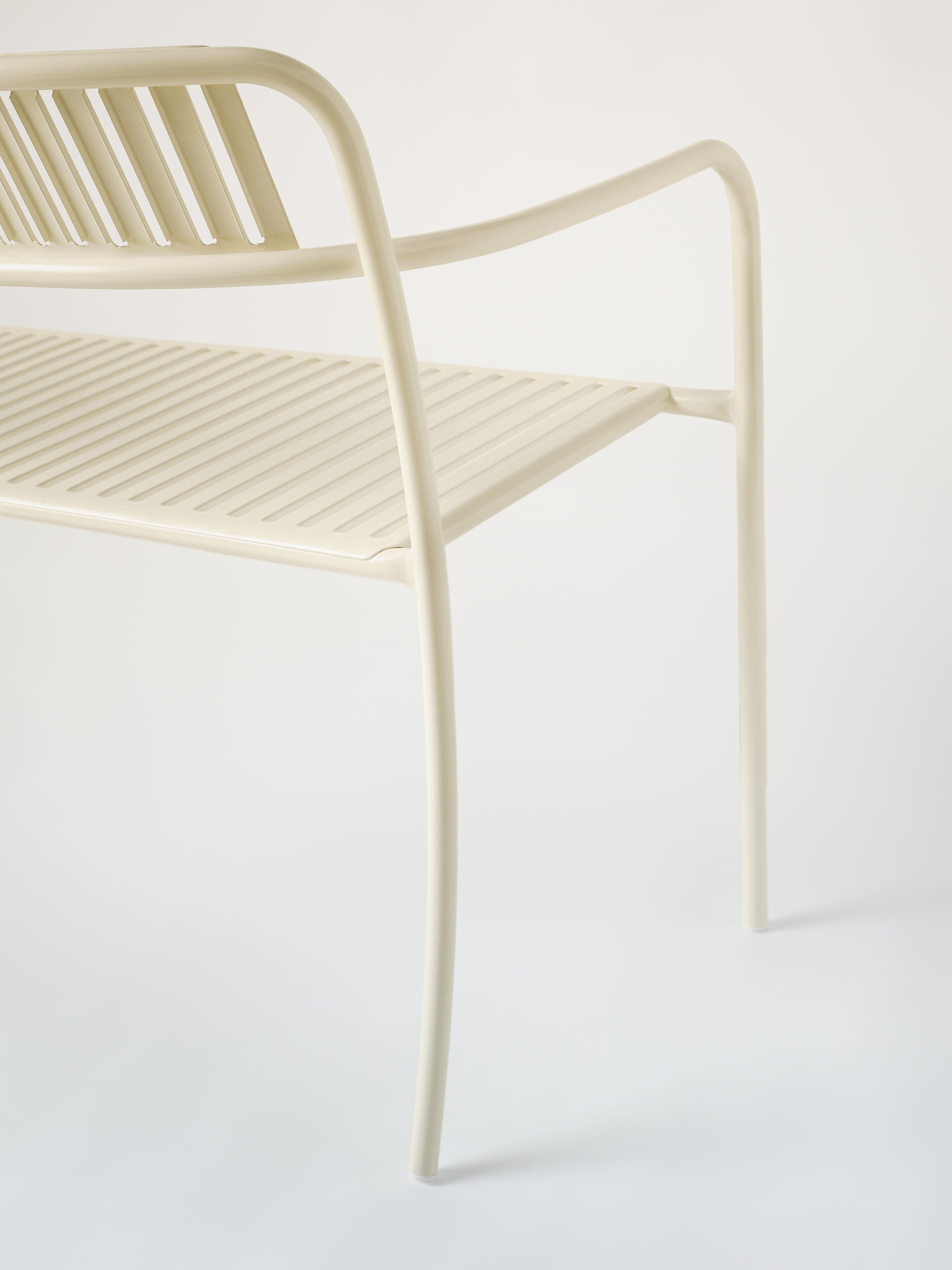 Banc Patio avec dossier - Blanc Perlé