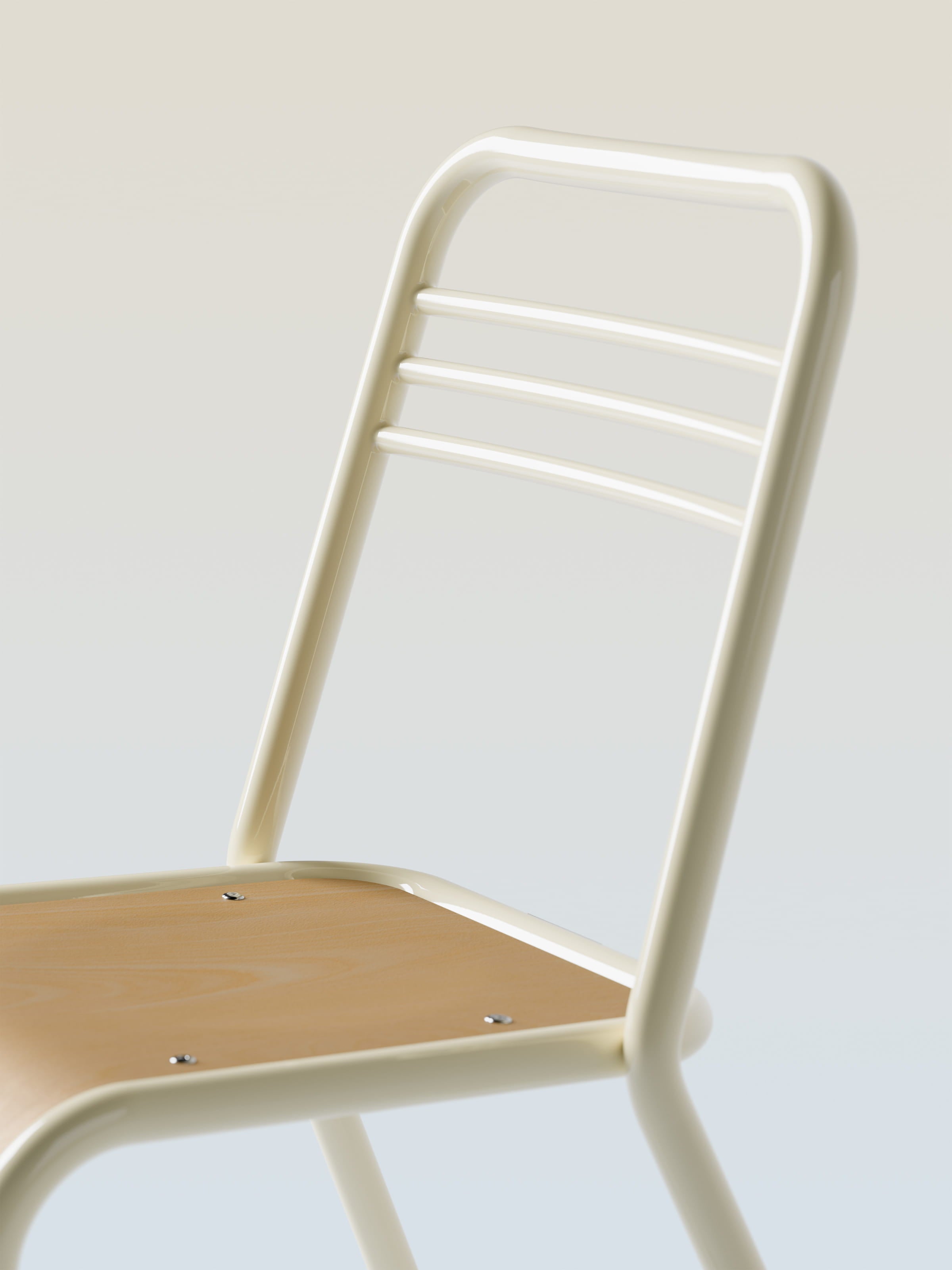 Chaise UD assise bois - Blanc Perlé
