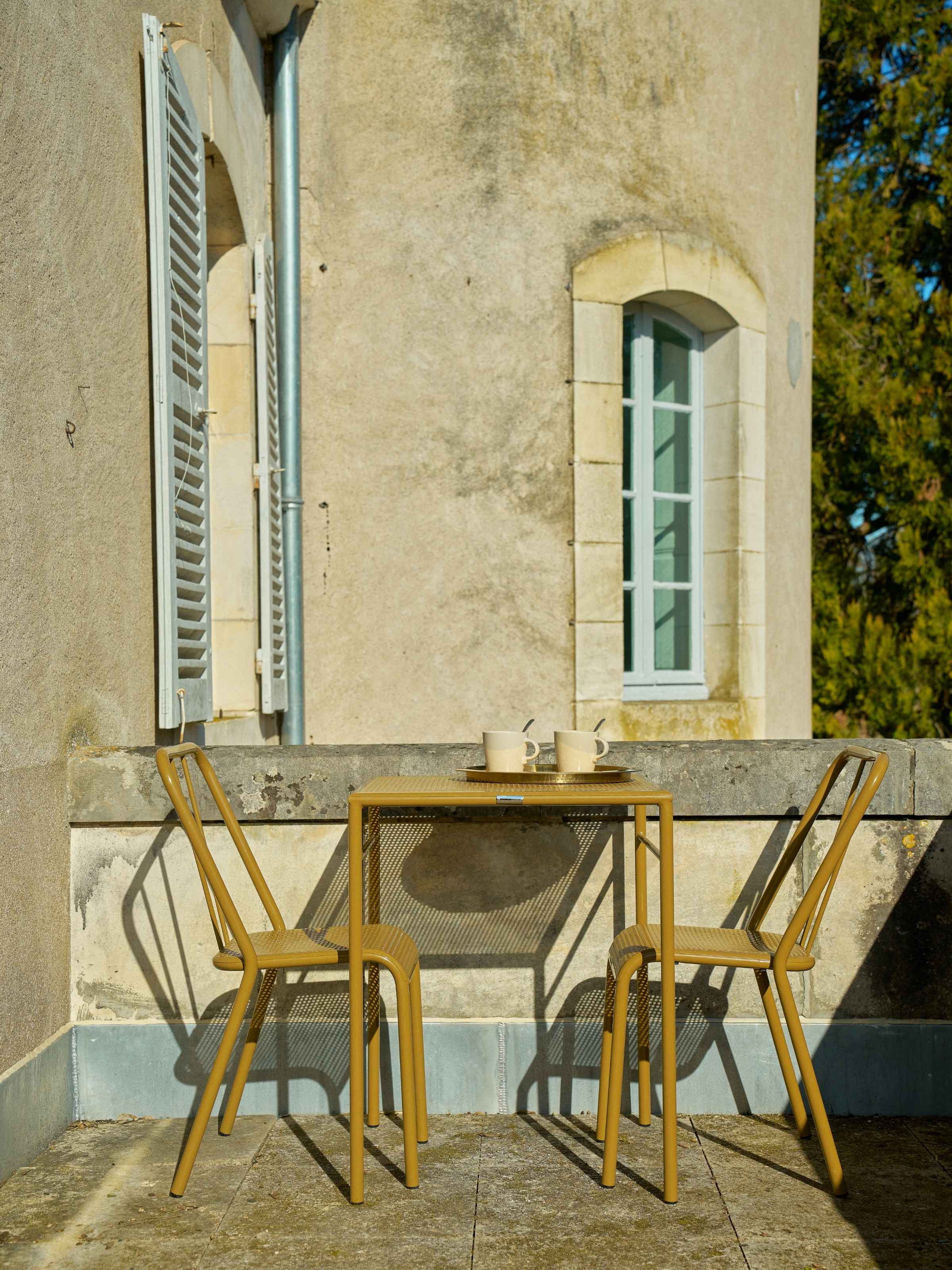 Table café Tressée 60x60 - Brun Vert