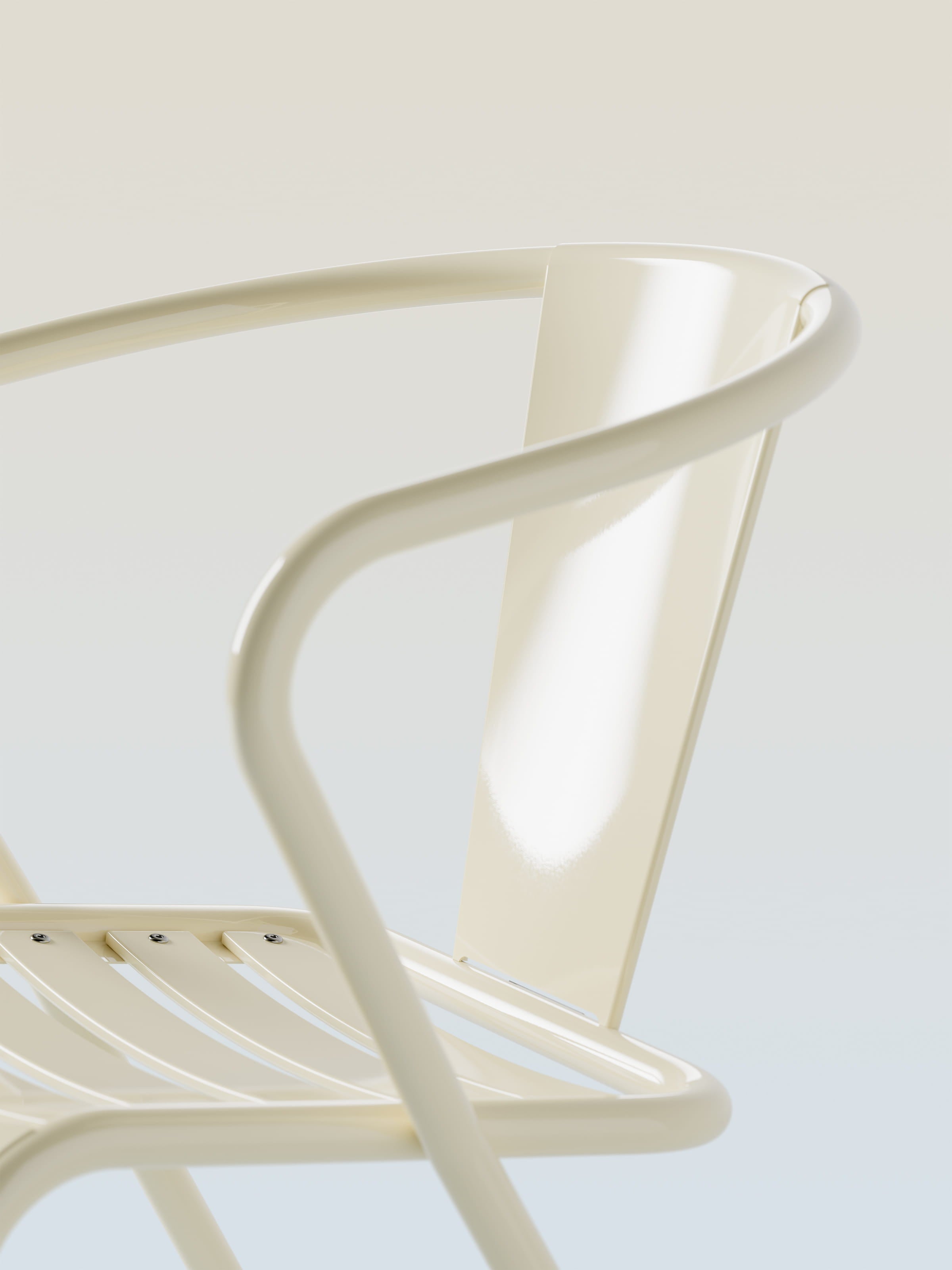 UD armchair with metal slat seat - Pearl White