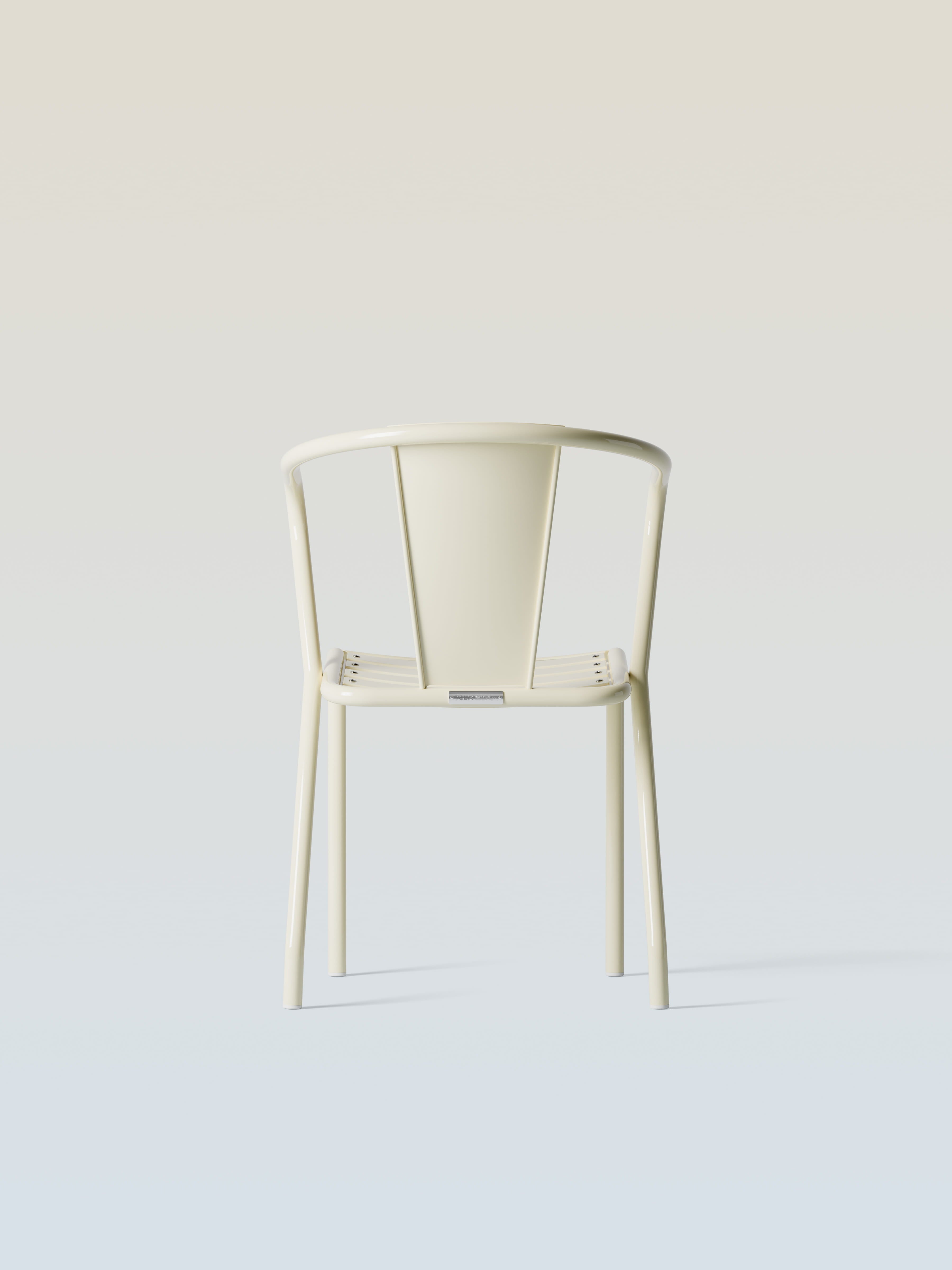UD armchair with metal slat seat - Pearl White
