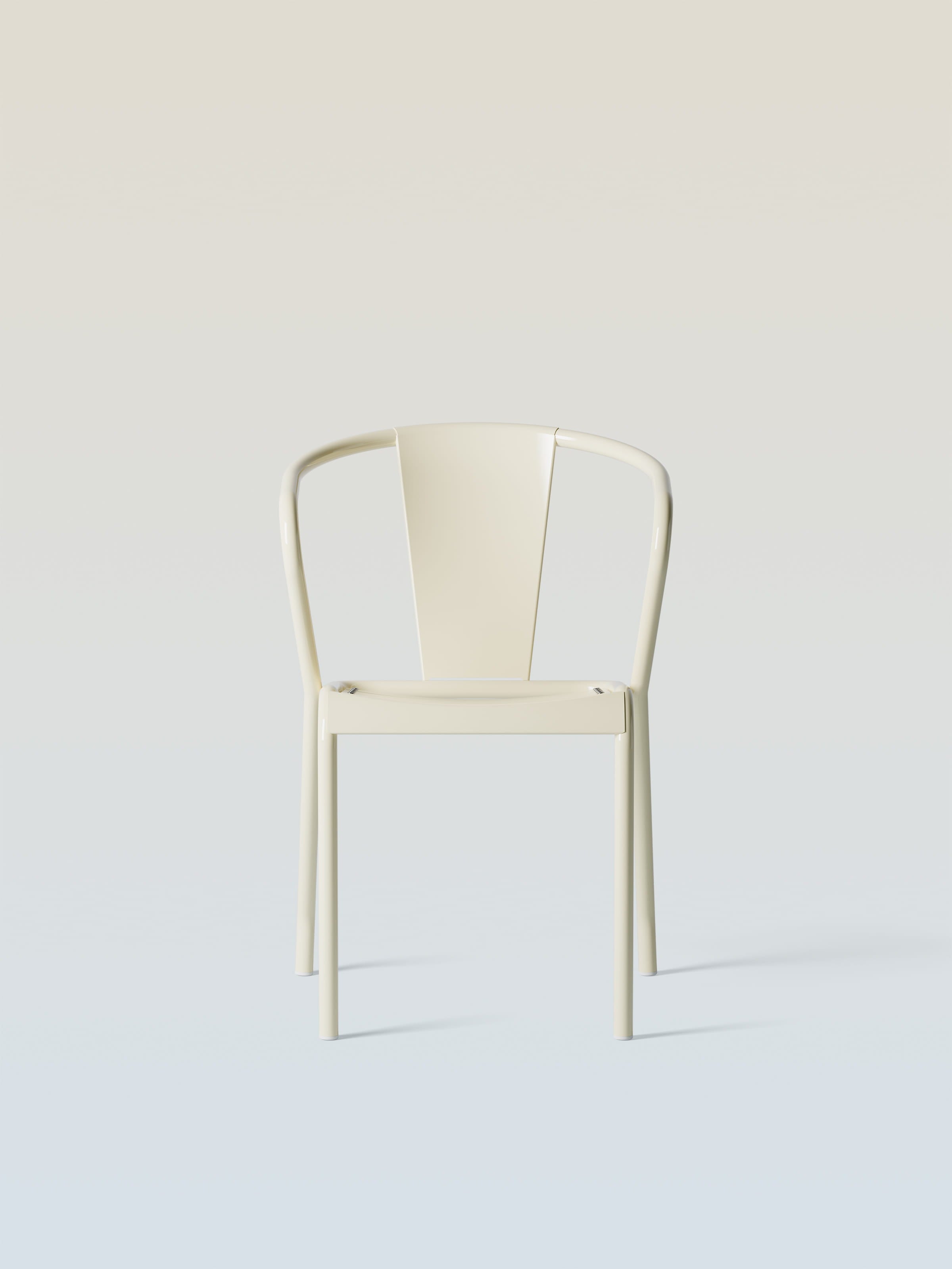 UD armchair with metal slat seat - Pearl White