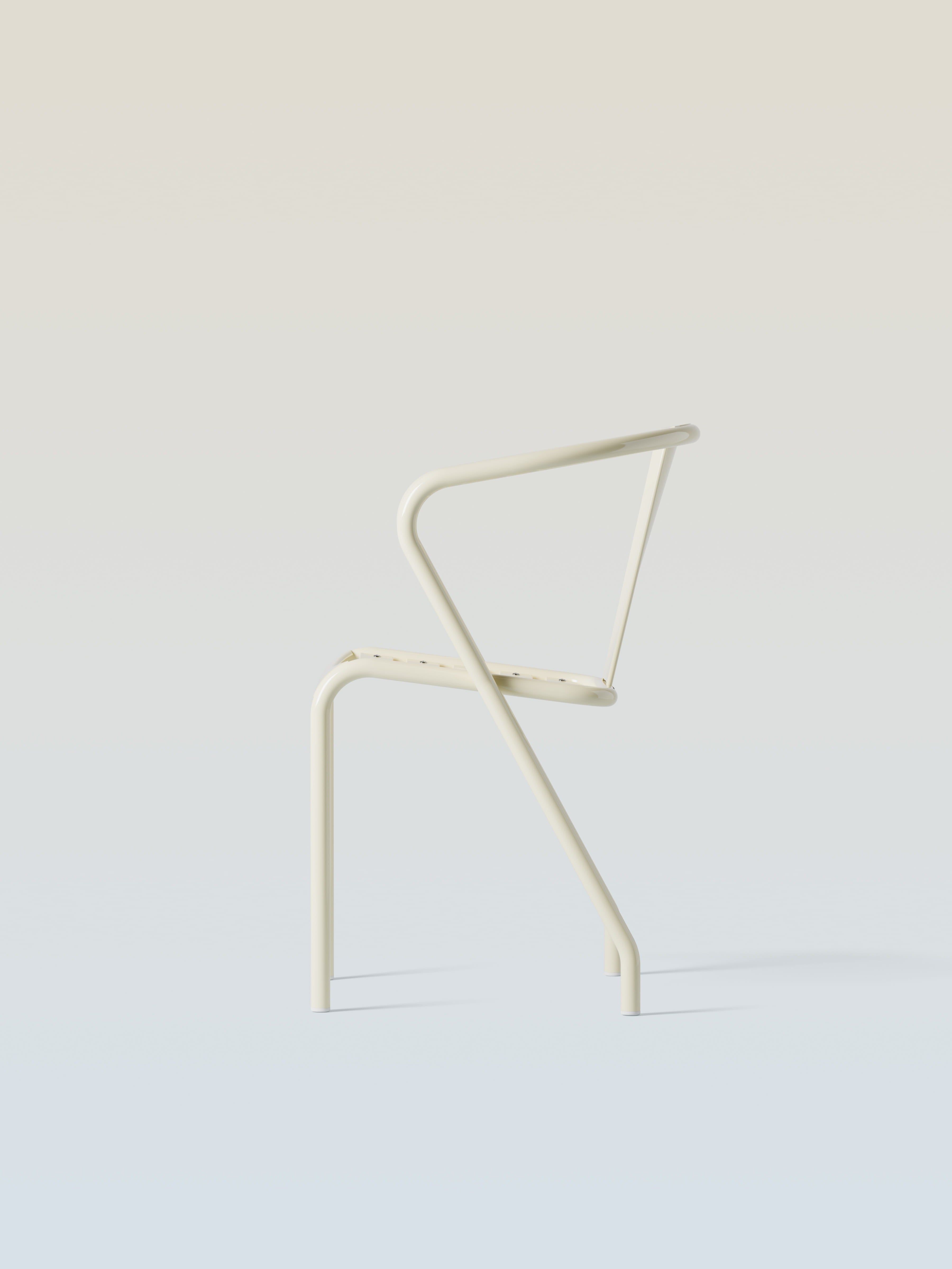 UD armchair with metal slat seat - Pearl White