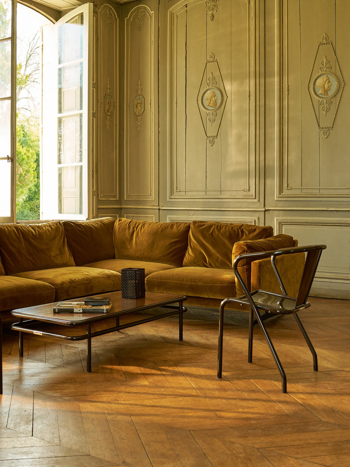 Table basse UD 120x60 / plateau chêne teinté noyer - Brun Noir