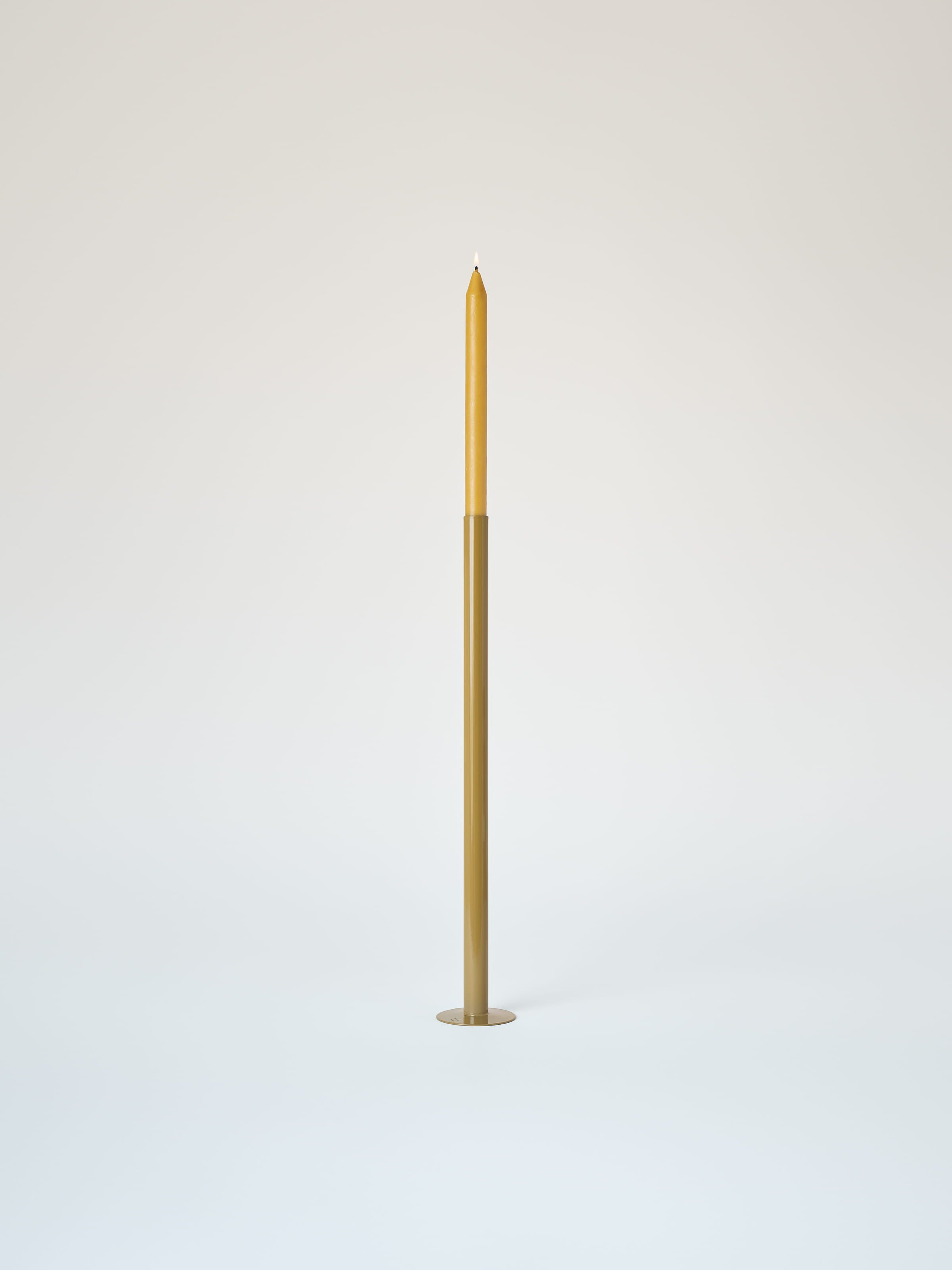 Grand bougeoir avec bougie à la cire d'abeille - Brun Vert