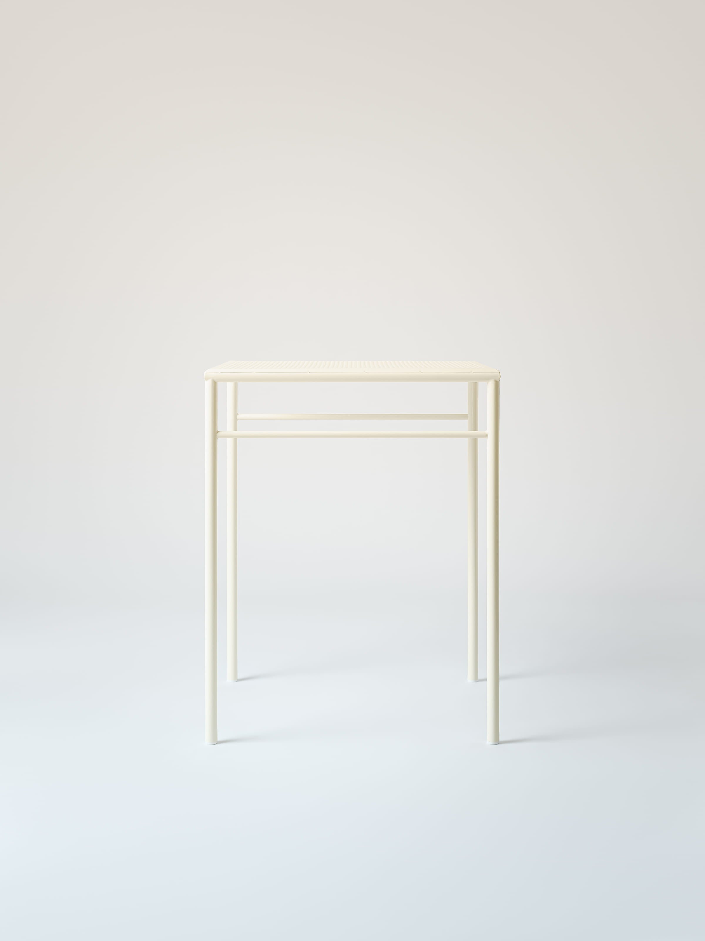 Table café Tressée 60x60 - Blanc Perlé
