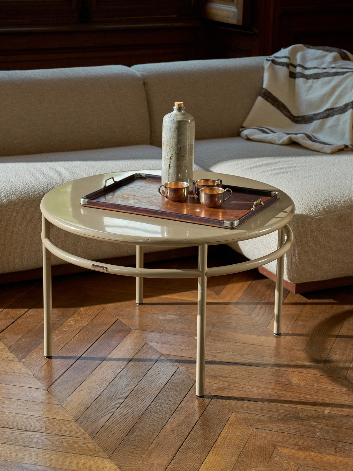 Table basse T37 Ø80 - Gris Beige