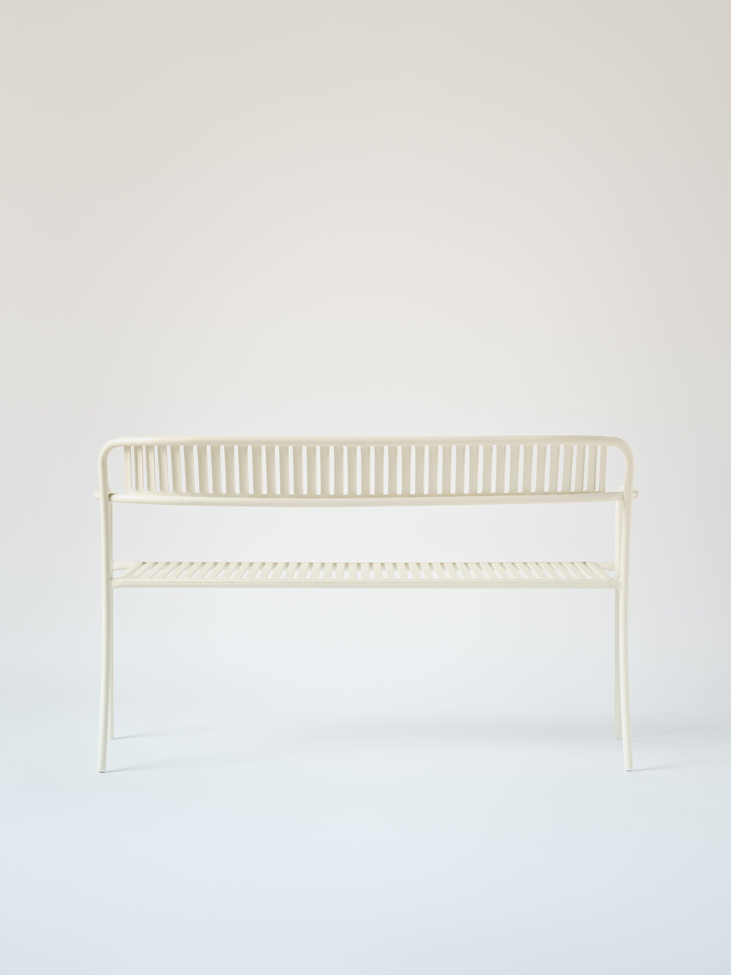 Banc Patio avec dossier - Blanc Perlé
