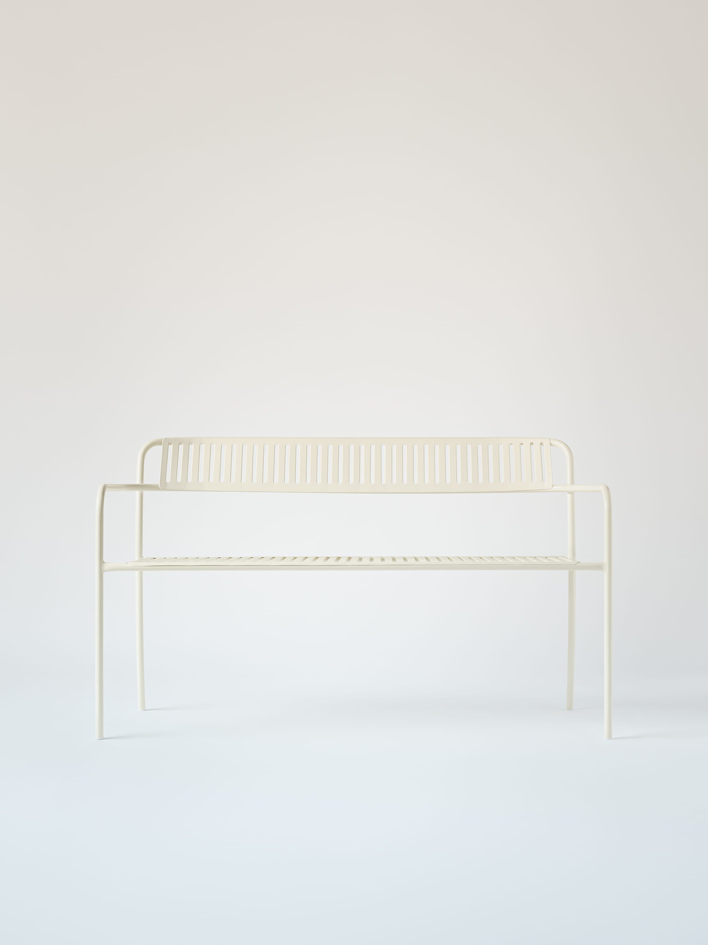 Banc Patio avec dossier - Blanc Perlé
