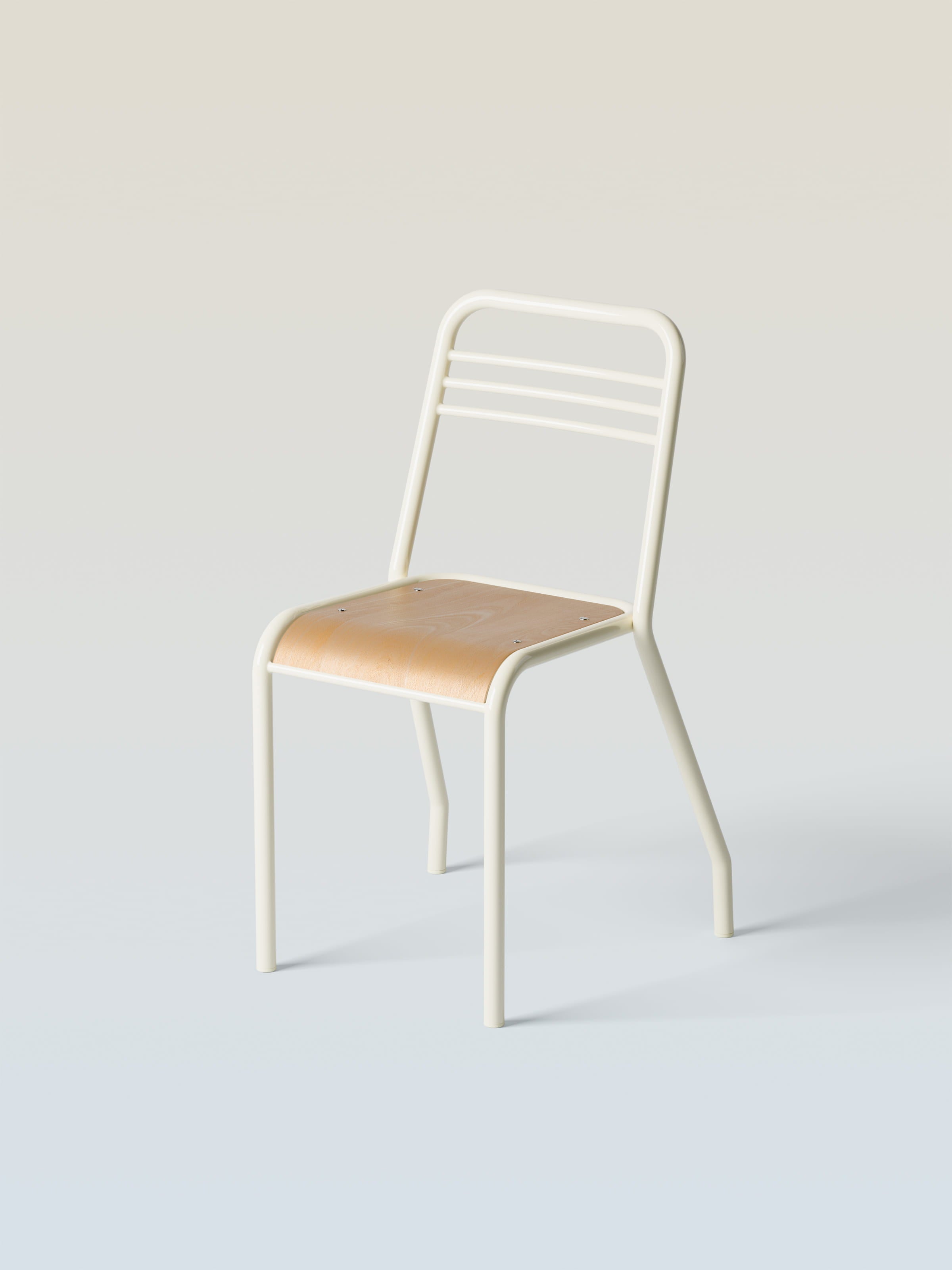 Chaise UD assise bois - Blanc Perlé