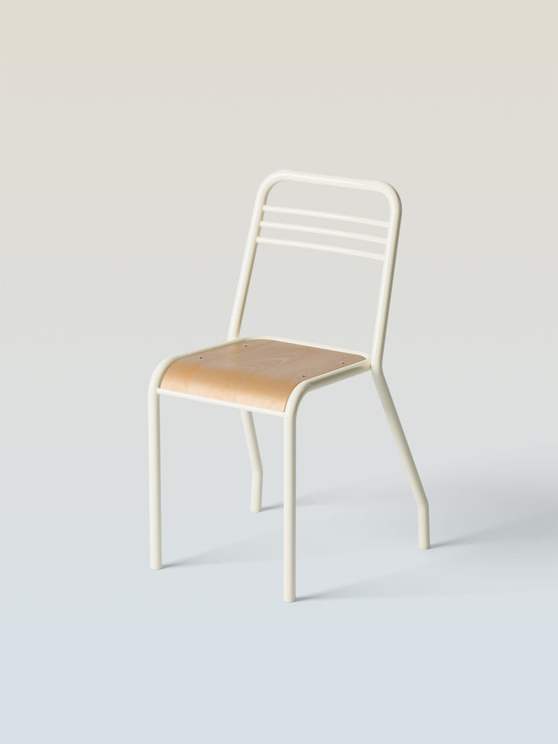 Chaise UD assise bois - Blanc Perlé