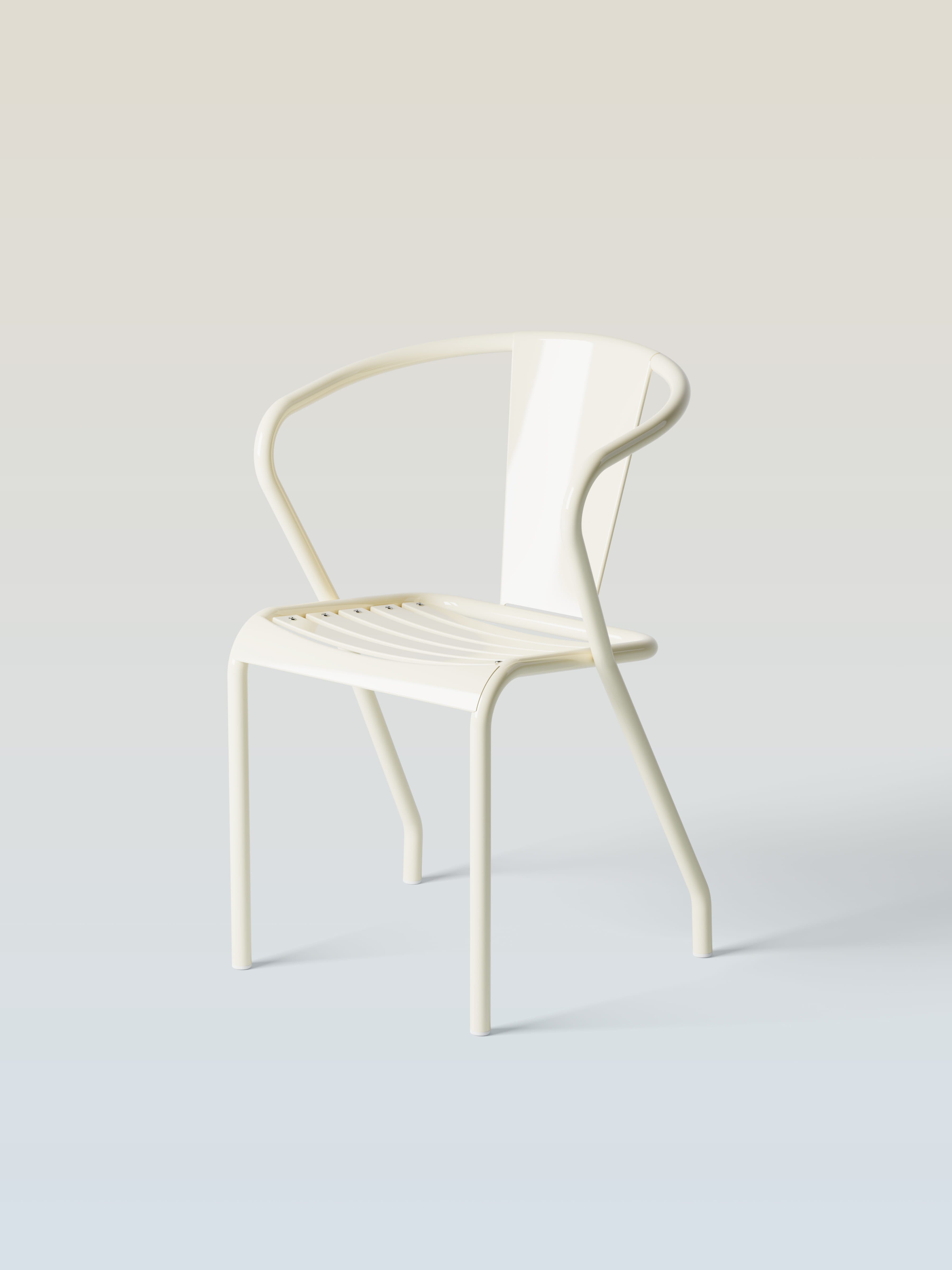 Fauteuil UD assise lames métal - Blanc Perlé