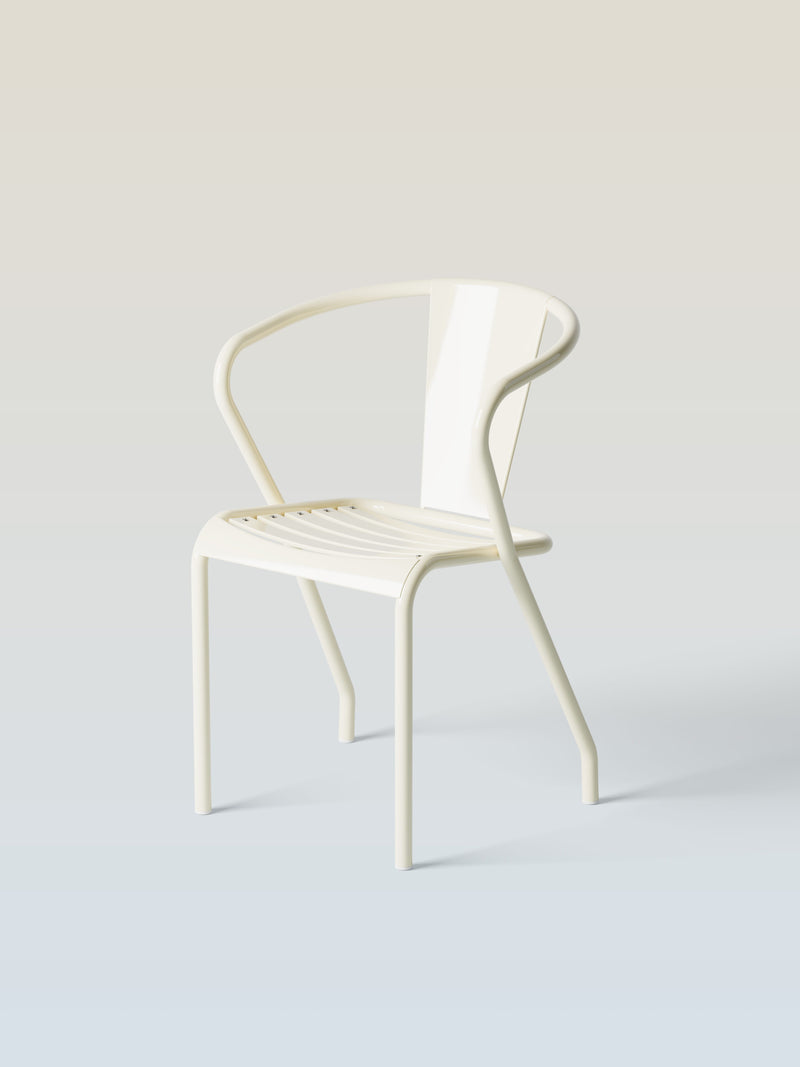 Fauteuil UD assise lames métal - Blanc Perlé