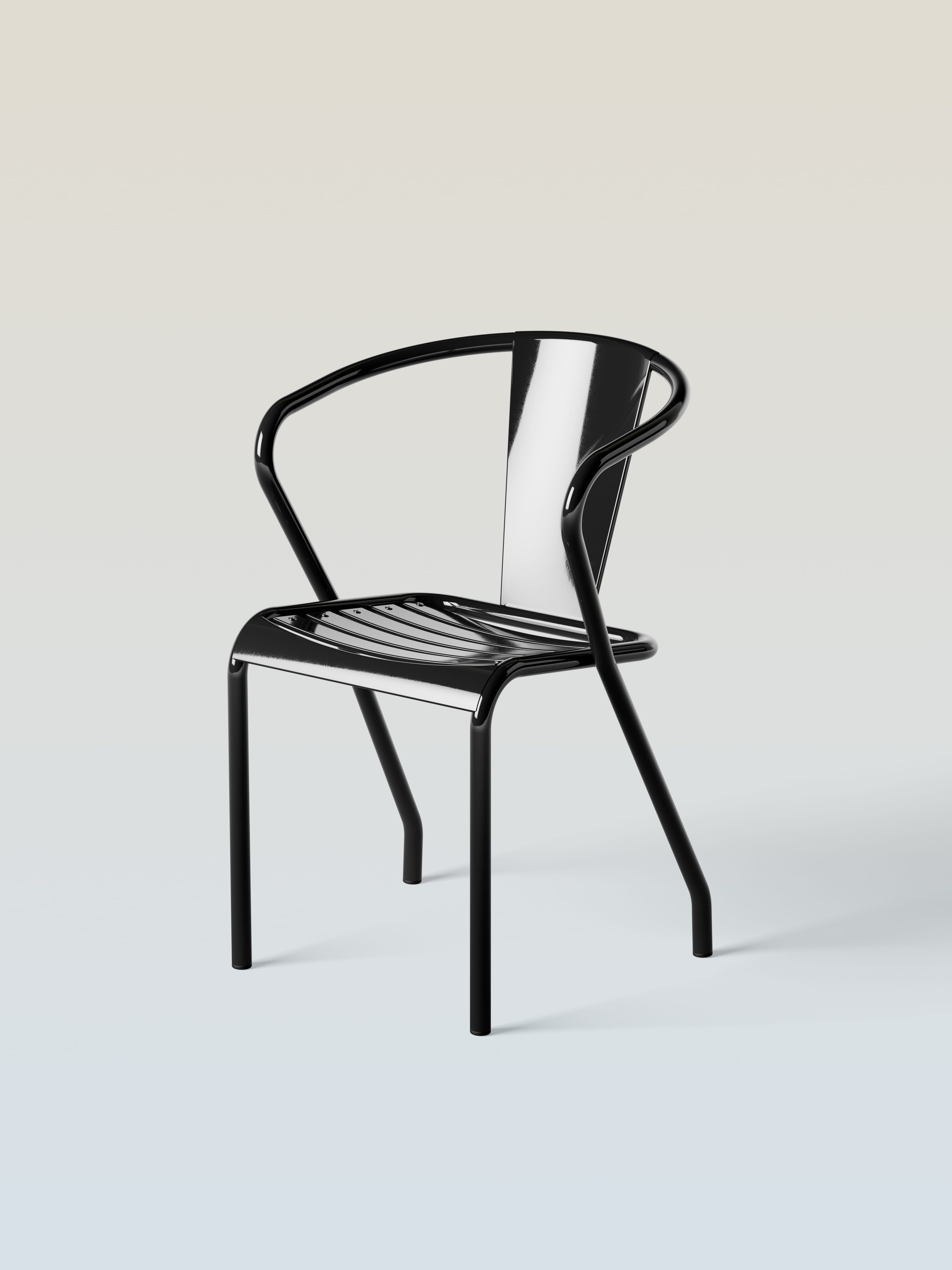 Fauteuil UD assise lames métal - Noir Foncé