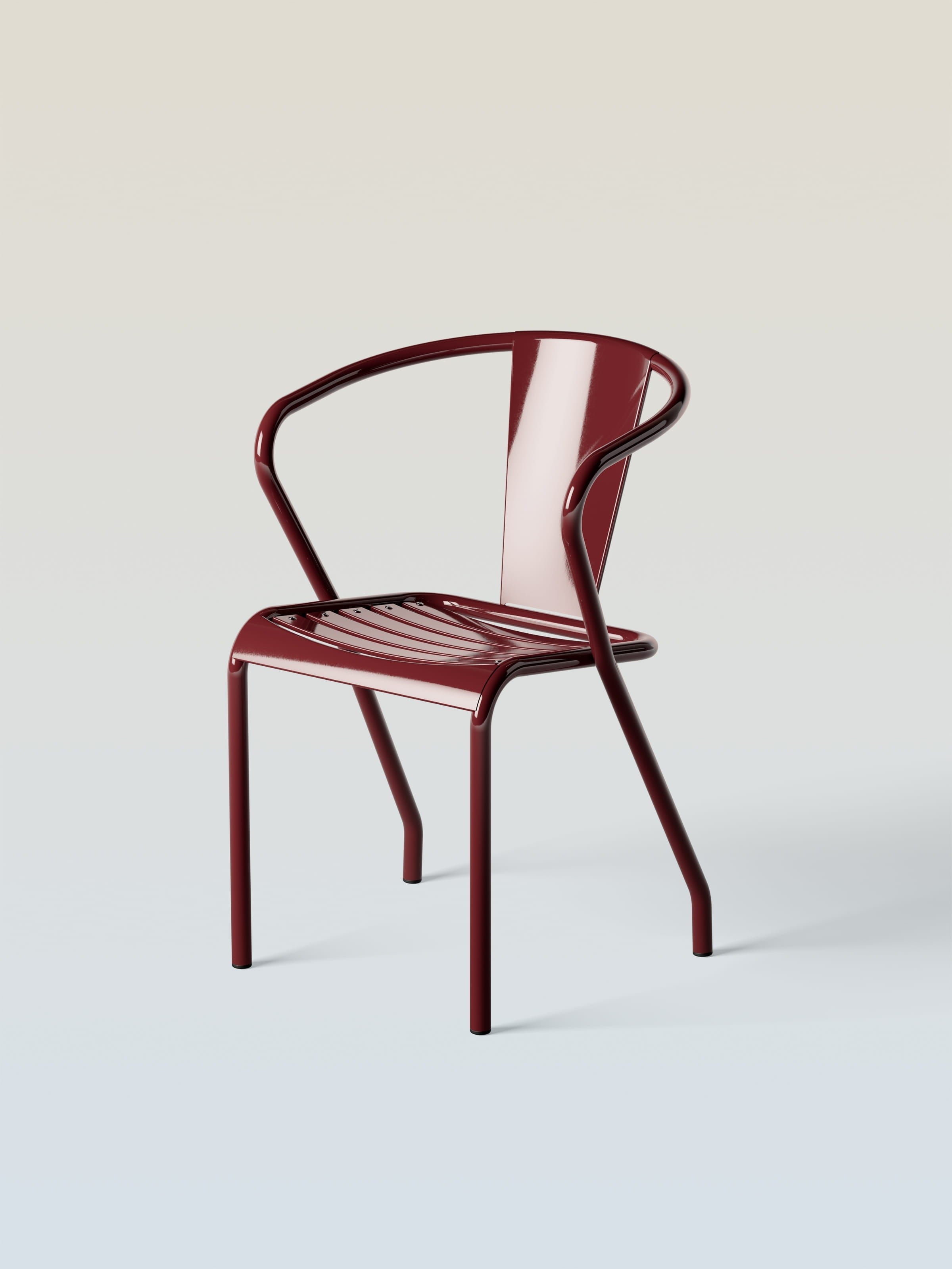 Fauteuil UD assise lames métal - Rouge Vin