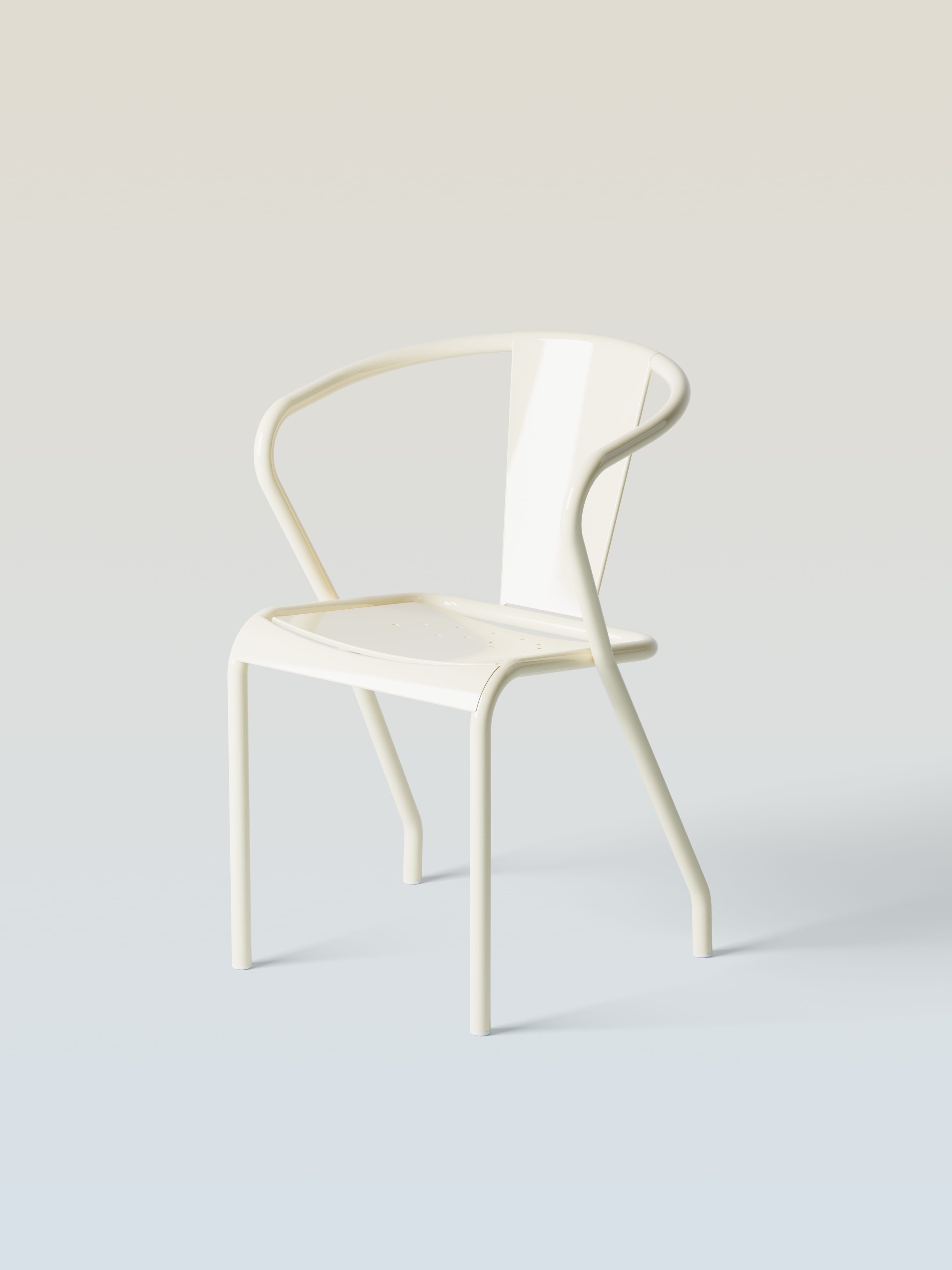 Fauteuil UD assise pleine - Blanc Perlé