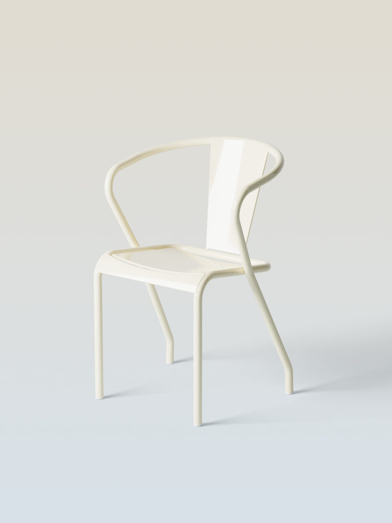 Fauteuil UD assise pleine - Blanc Perlé