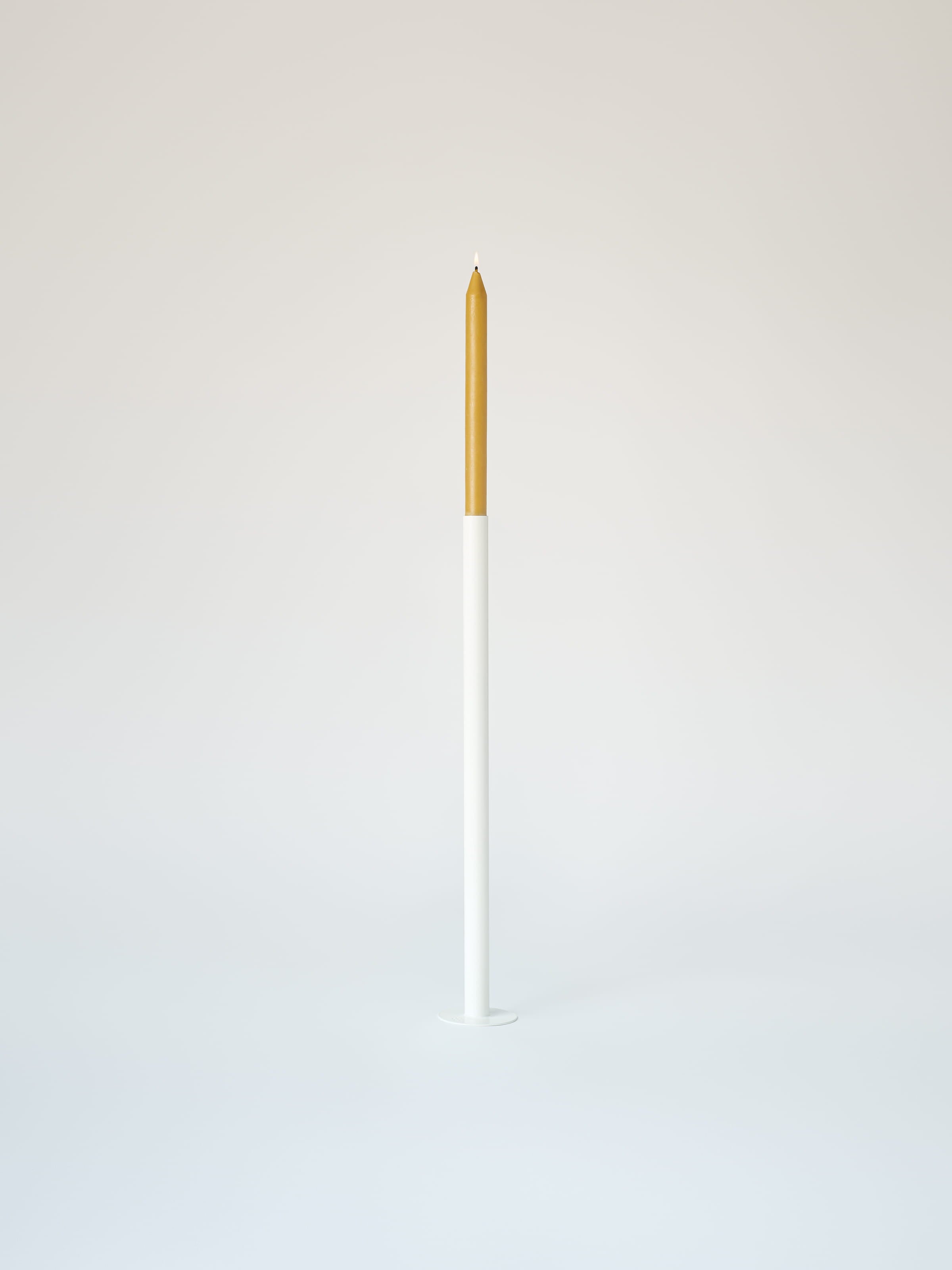 Grand bougeoir avec bougie à la cire d'abeille - Blanc Pur