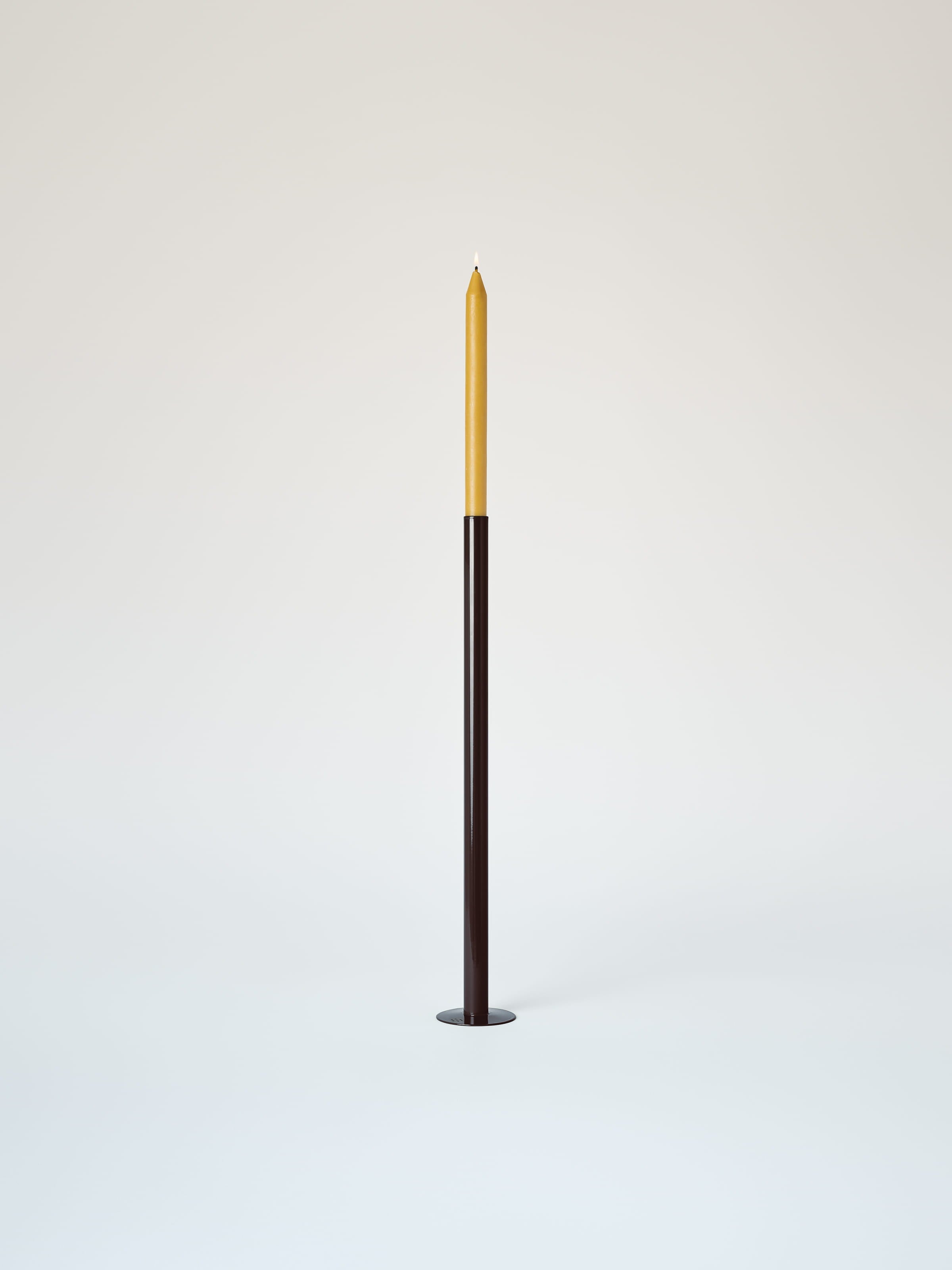 Large candle holder with beeswax candle - Brown/Black