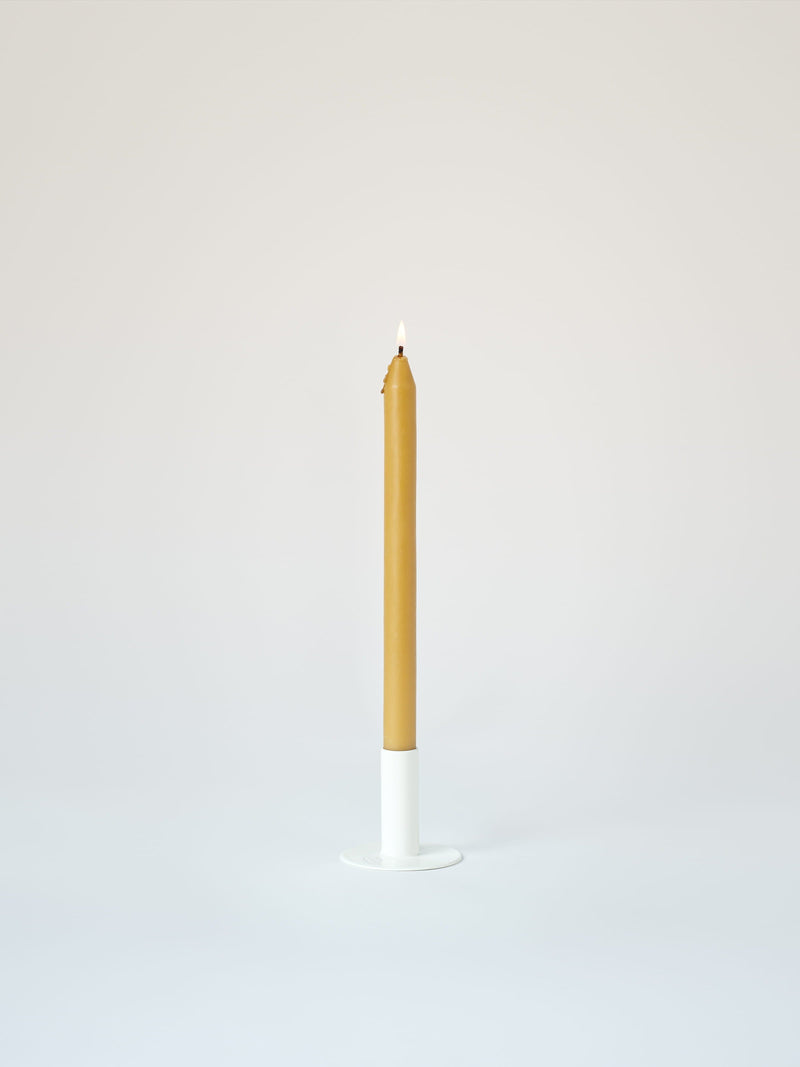 Petit bougeoir avec bougie à la cire d'abeille - Blanc Pur