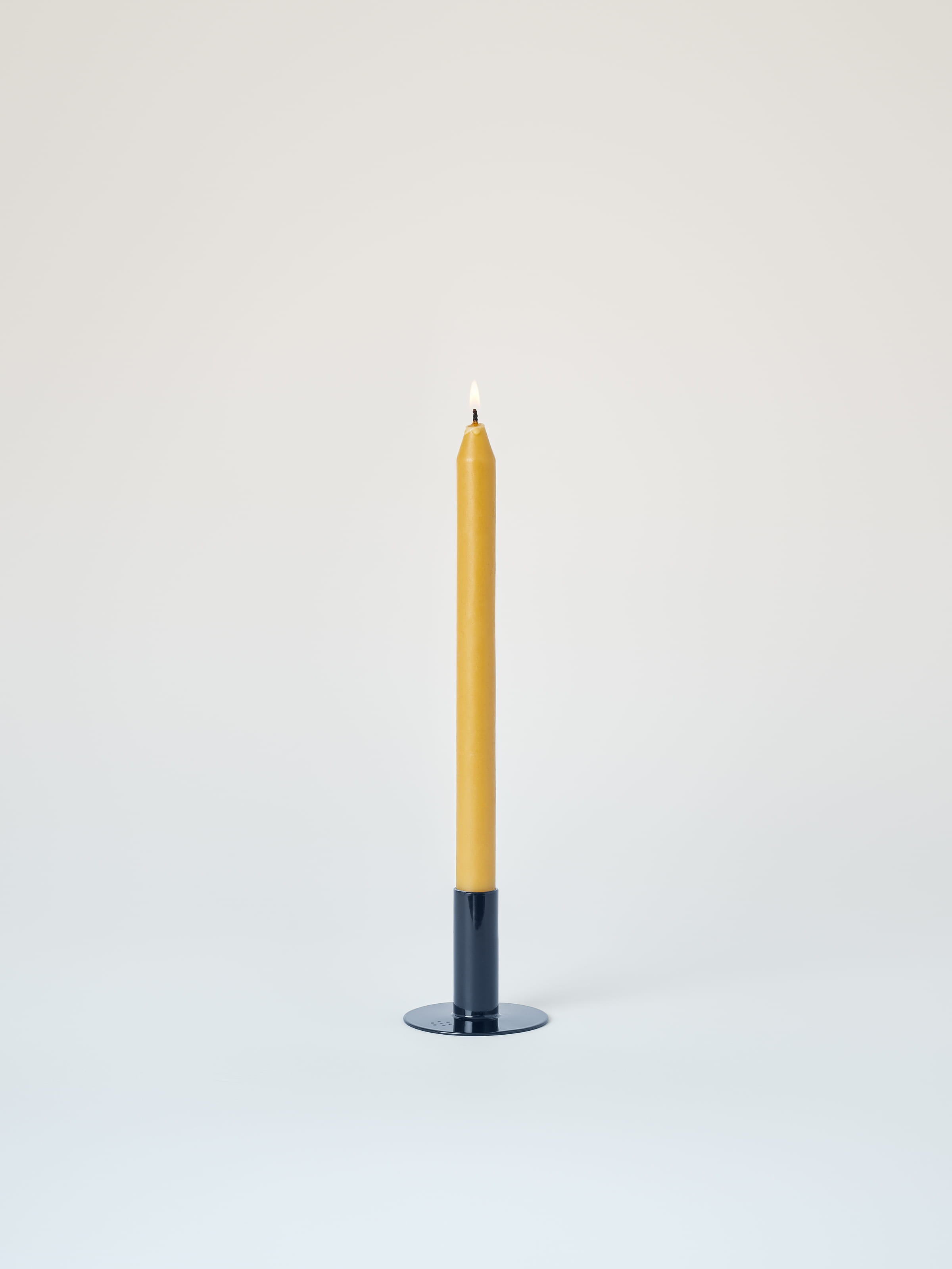 Petit bougeoir avec bougie à la cire d'abeille - Bleu Noir