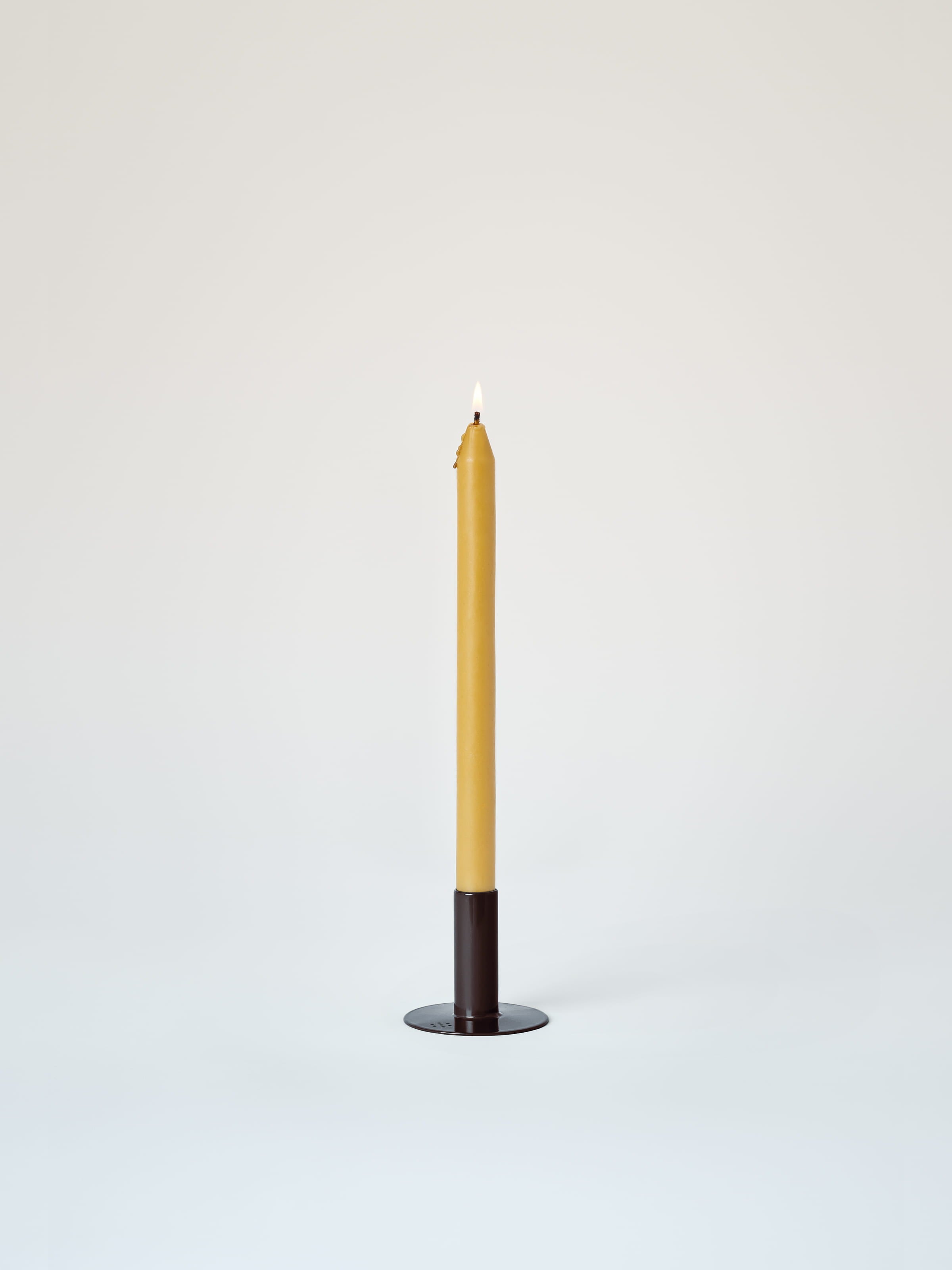 Small candle holder with beeswax candle - Brown/Black