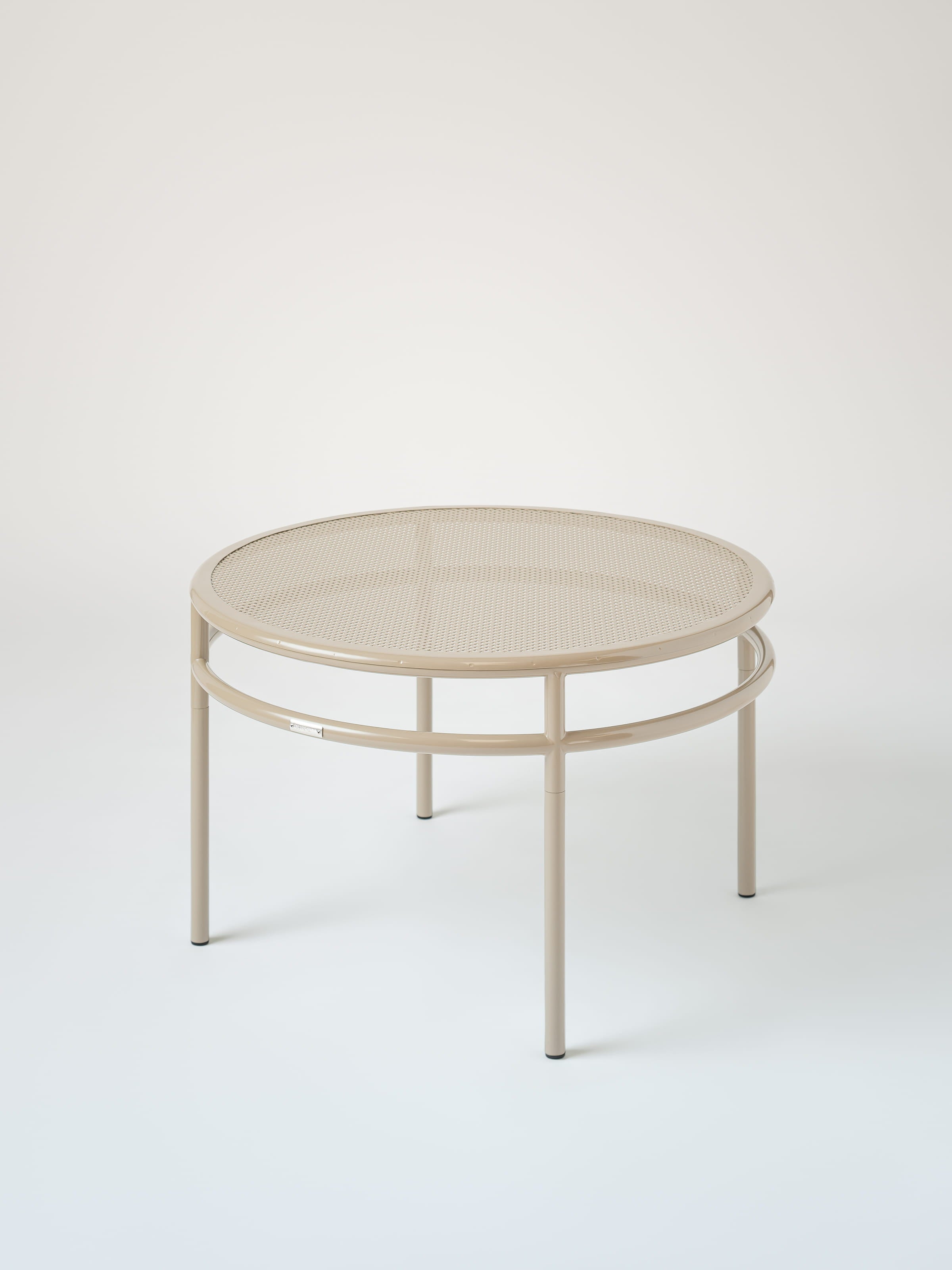 Table basse Tressée Ø80 - Gris Beige