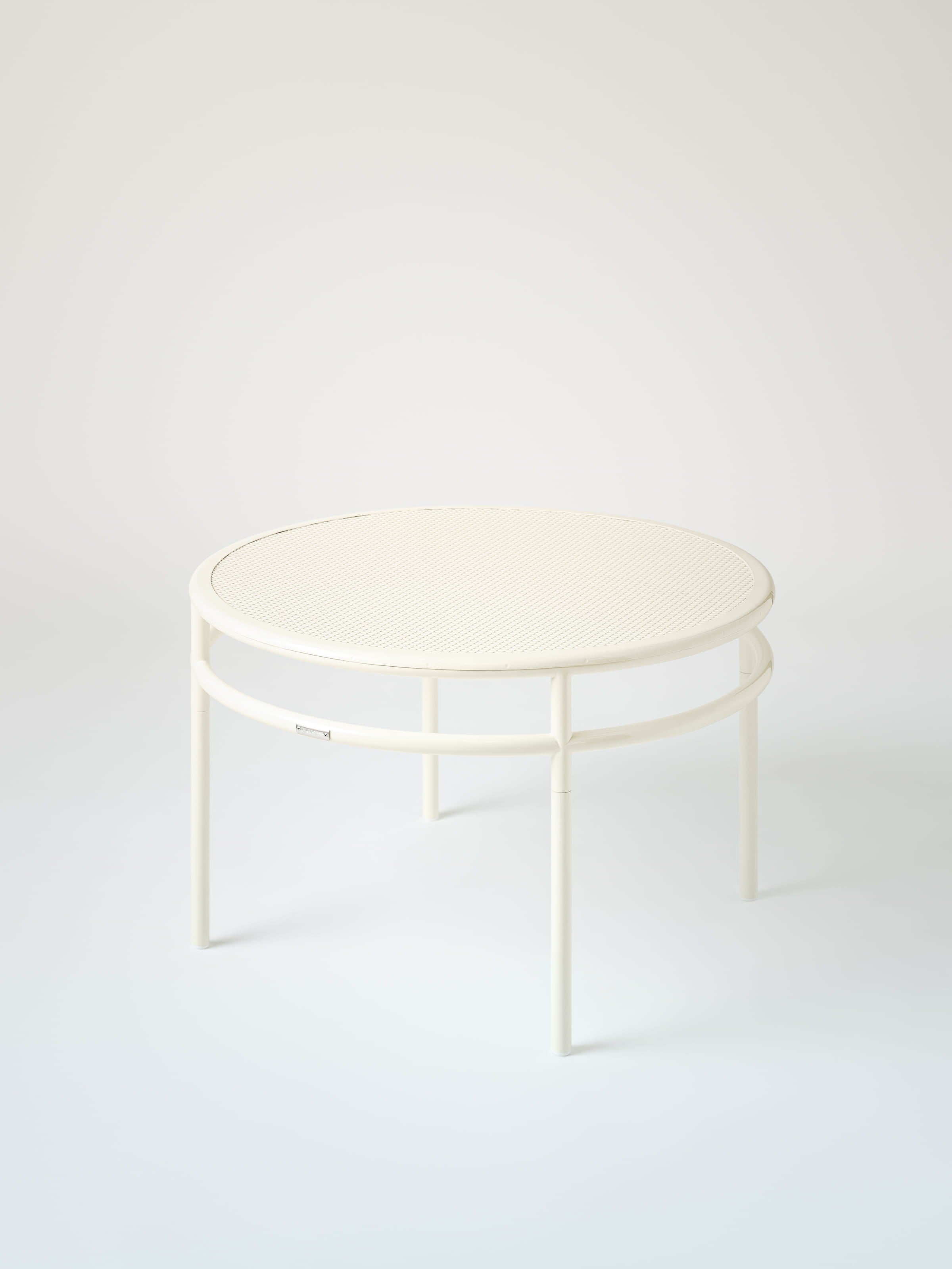 Table basse Tressée Ø80 - Blanc Perlé