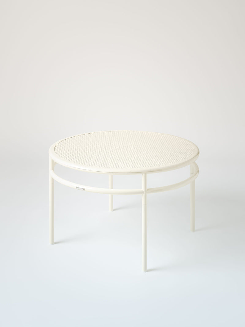 Table basse Tressée Ø80 - Blanc Perlé
