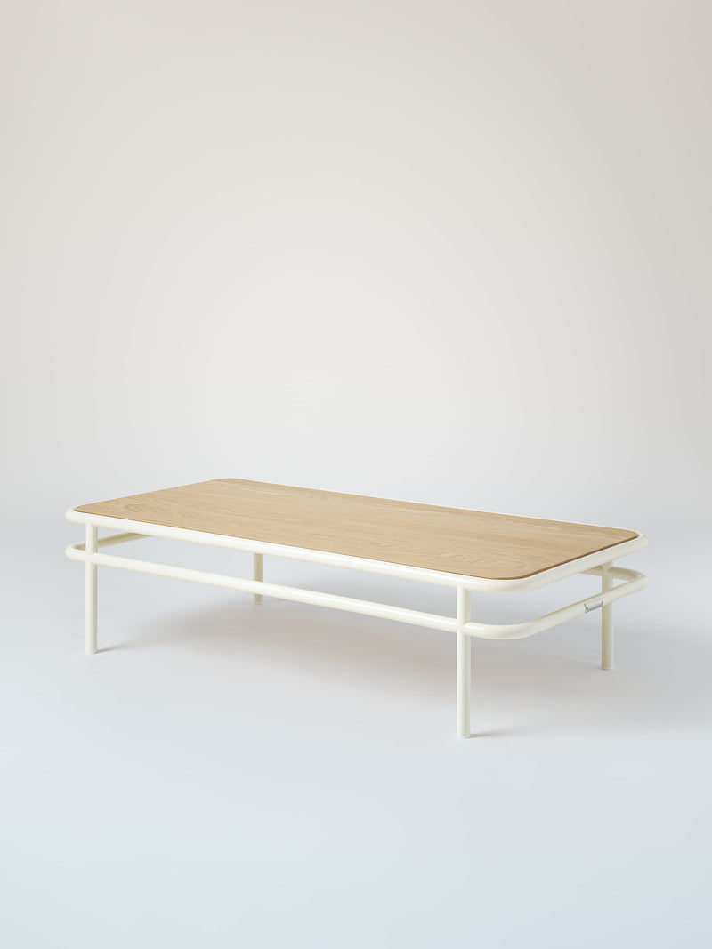 Table basse UD 120x60 / plateau chêne naturel - Blanc Perlé