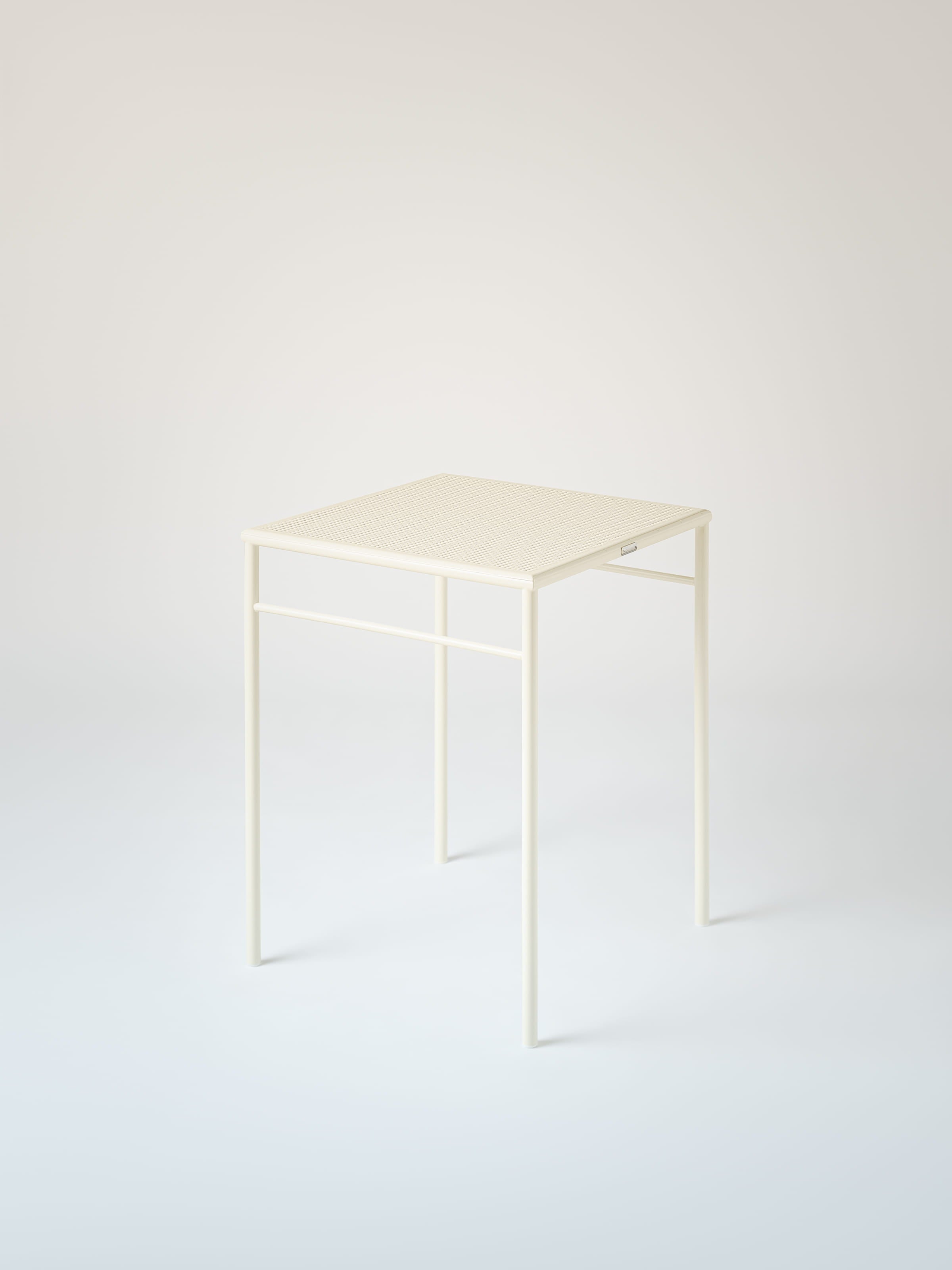 Table café Tressée 60x60 - Blanc Perlé