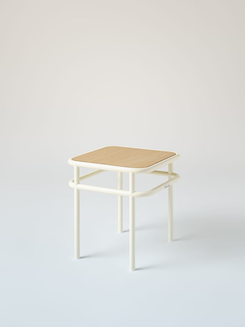 Table d'appoint UD / plateau chêne naturel - Blanc Perlé