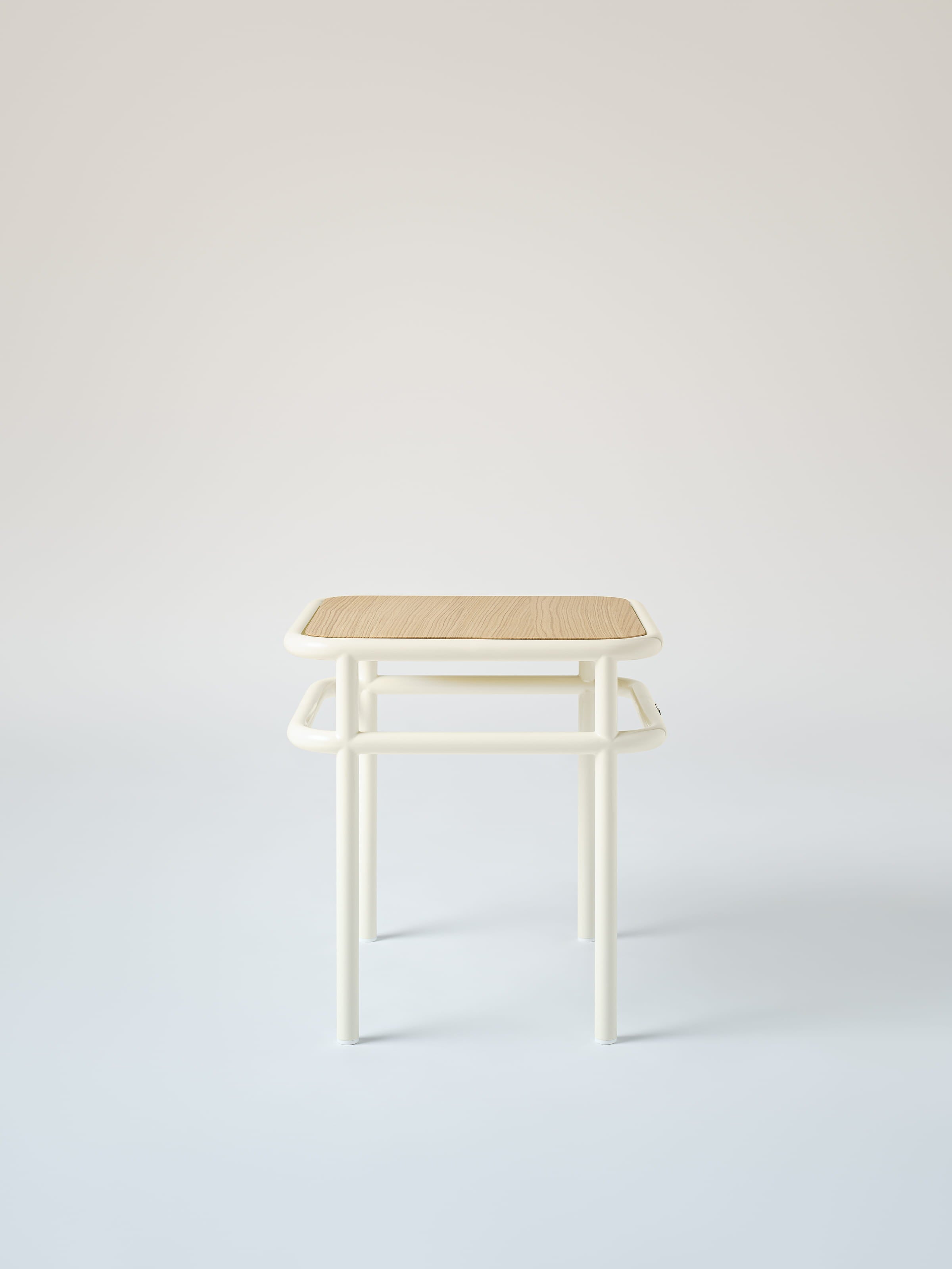 Table d'appoint UD / plateau chêne naturel - Blanc Perlé