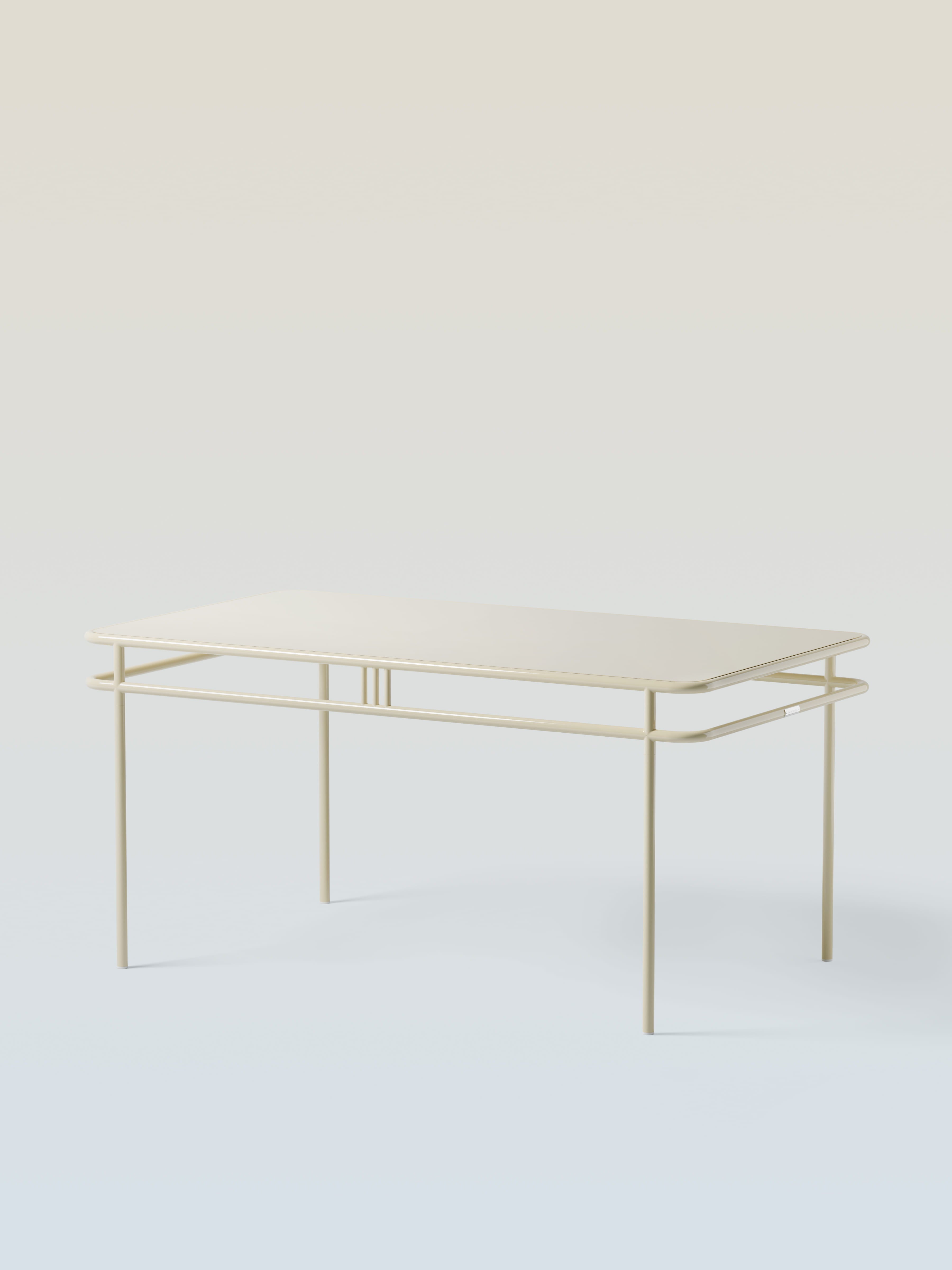 Table UD 160x90 / plateau métal - Blanc Perlé