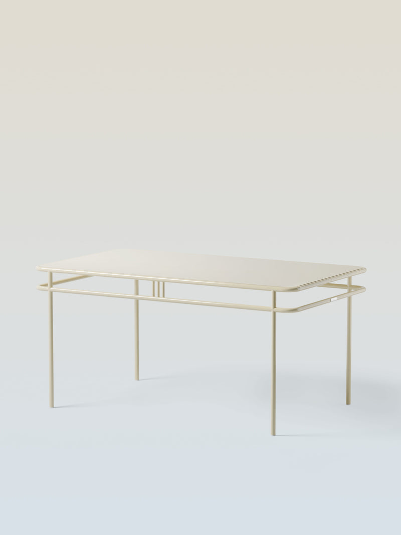 Table UD 160x90 / plateau métal - Blanc Perlé