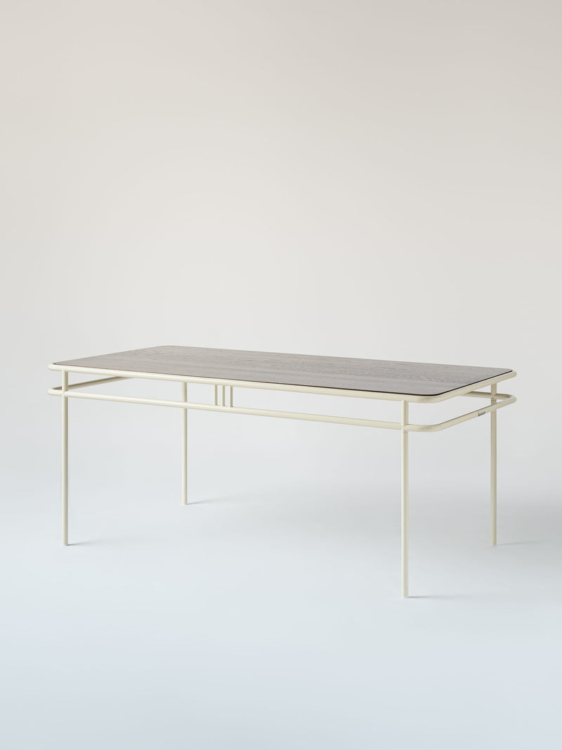 Table UD 180x90 / plateau chêne teinté noyer - Blanc Perlé