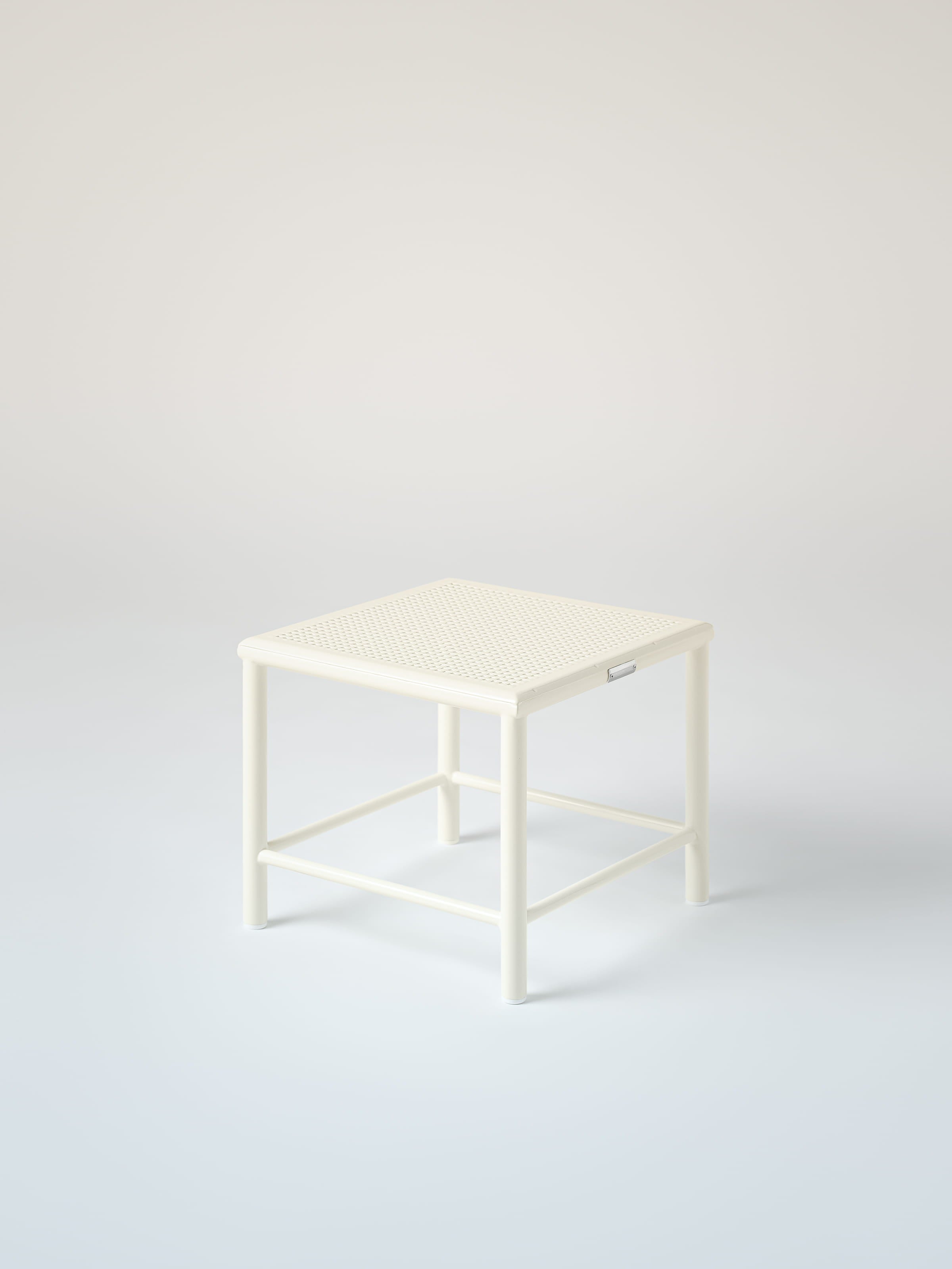 Tabouret Tressé H30 - Blanc Perlé